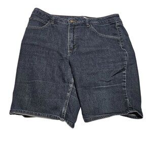 Riders Mid Rise Bermuda Jean Shorts Womens Size 35 Waist Dark Wash Denim